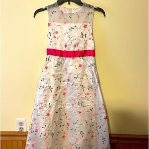 Little girls size 8, Bonnie Jean dress. White w/pink flowers & bright pink sash